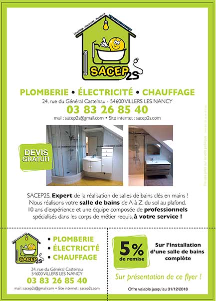 5% de remise sur l'installation d'une salle de bain complète durant l'année 2018